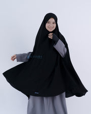 Alsyahra Exclusive Set Khimar Handzipper XXL Cadar Tali Jetblack