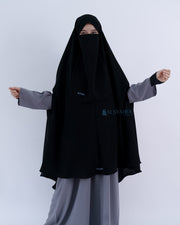 Alsyahra Exclusive Set Khimar Handzipper XXL Cadar Tali Jetblack