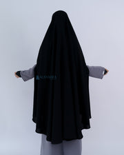 Alsyahra Exclusive Set Khimar Handzipper XXL Cadar Tali Jetblack