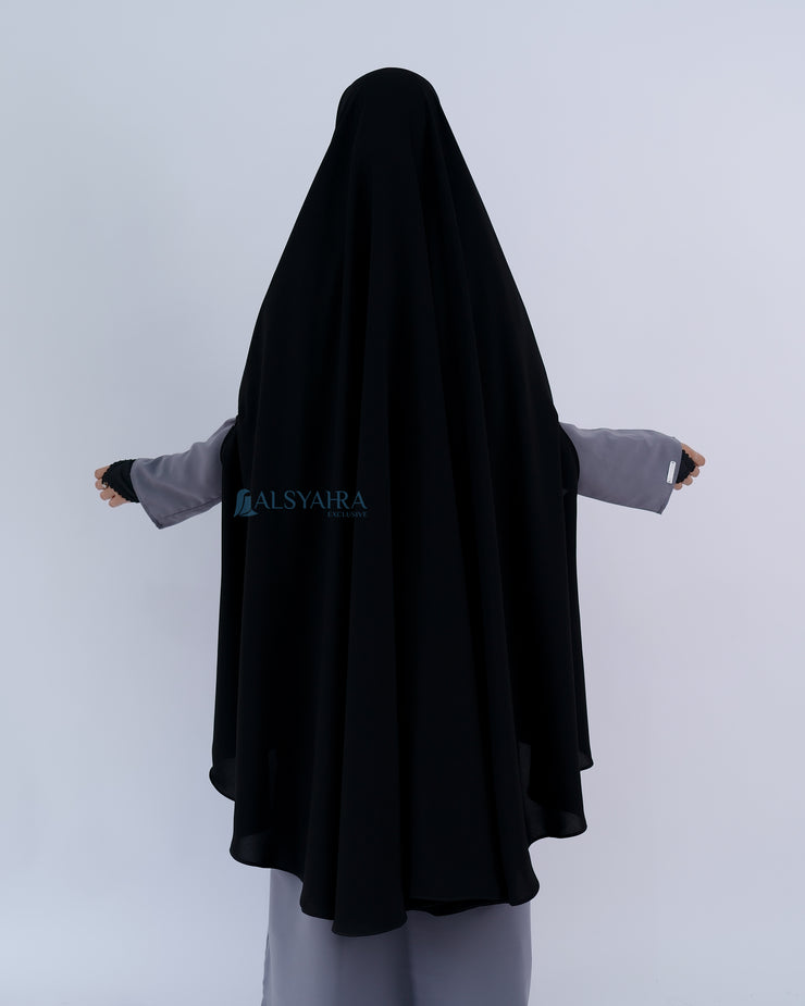 Alsyahra Exclusive Set Khimar Handzipper XXL Cadar Tali Jetblack