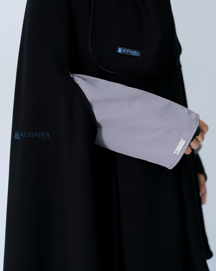 Alsyahra Exclusive Set Khimar Handzipper XXL Cadar Tali Jetblack