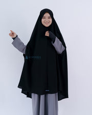 Alsyahra Exclusive Set Khimar Handzipper XXL Cadar Tali Jetblack