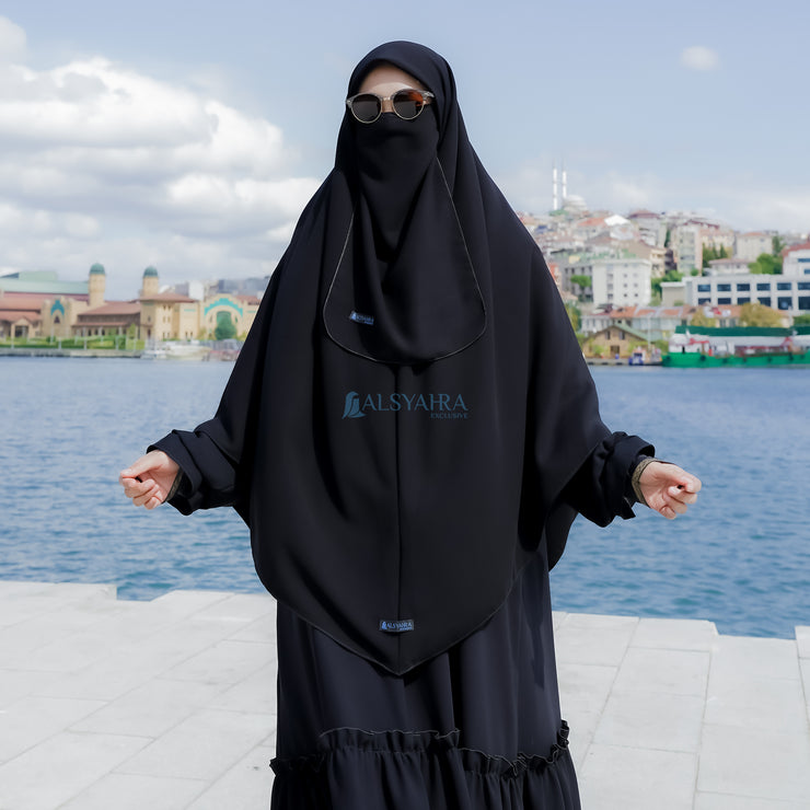 Set Khimar Instan Aisyah Jetblack Alsyahra Exclusive