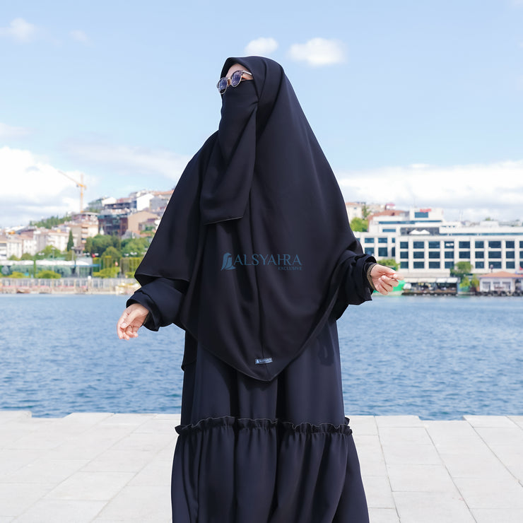 Set Khimar Instan Aisyah Jetblack Alsyahra Exclusive