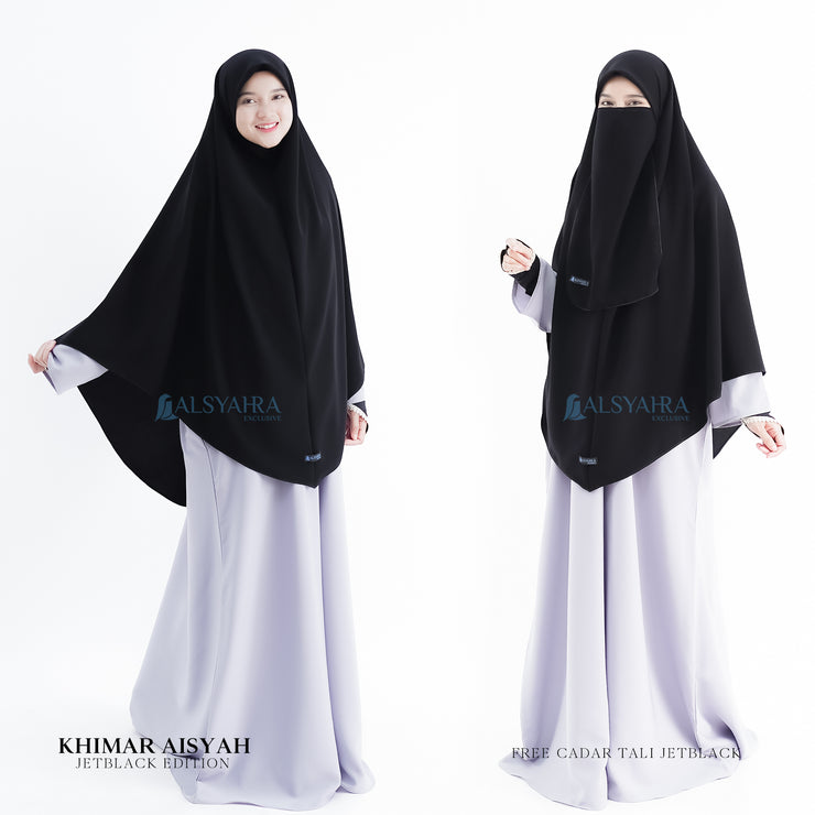 Set Khimar Instan Aisyah Jetblack Alsyahra Exclusive