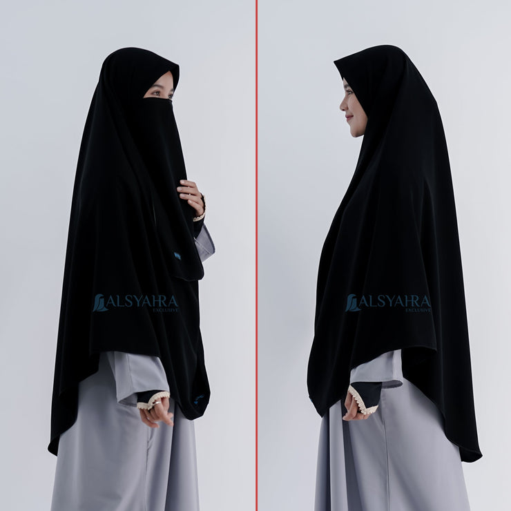 Set Khimar Instan Aisyah Jetblack Alsyahra Exclusive