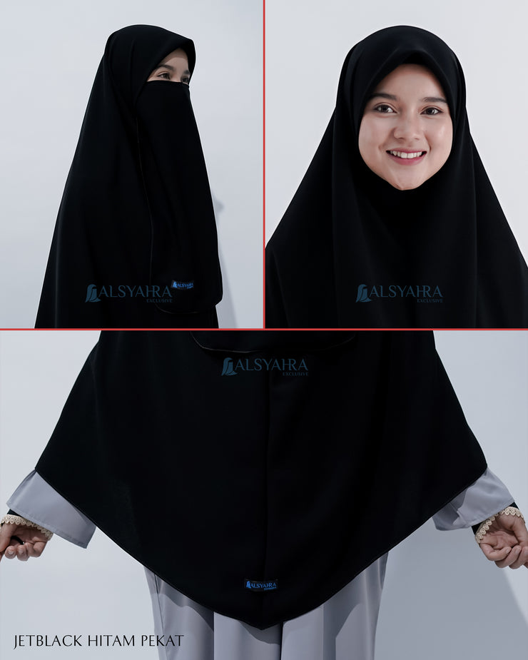 Set Khimar Instan Aisyah Jetblack Alsyahra Exclusive
