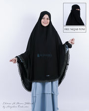 Alsyahra Exclusive Set Khimar Al Shams Niqab Bandana Poni Jetblack