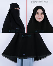 Alsyahra Exclusive Set Khimar Al Shams Niqab Bandana Poni Jetblack