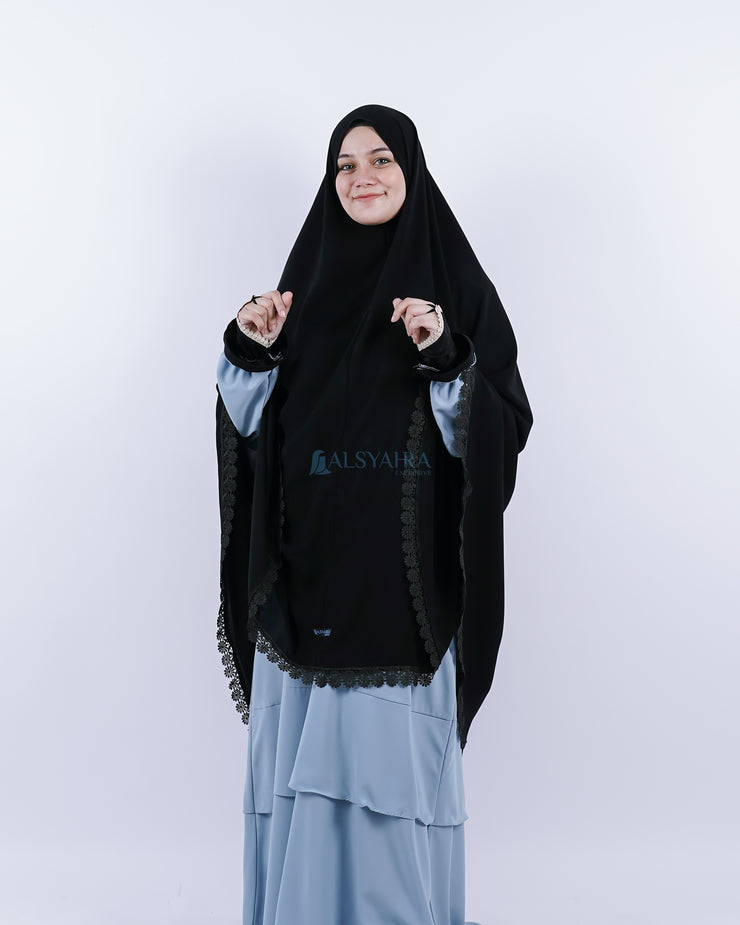 Alsyahra Exclusive Set Khimar Al Shams Niqab Bandana Poni Jetblack