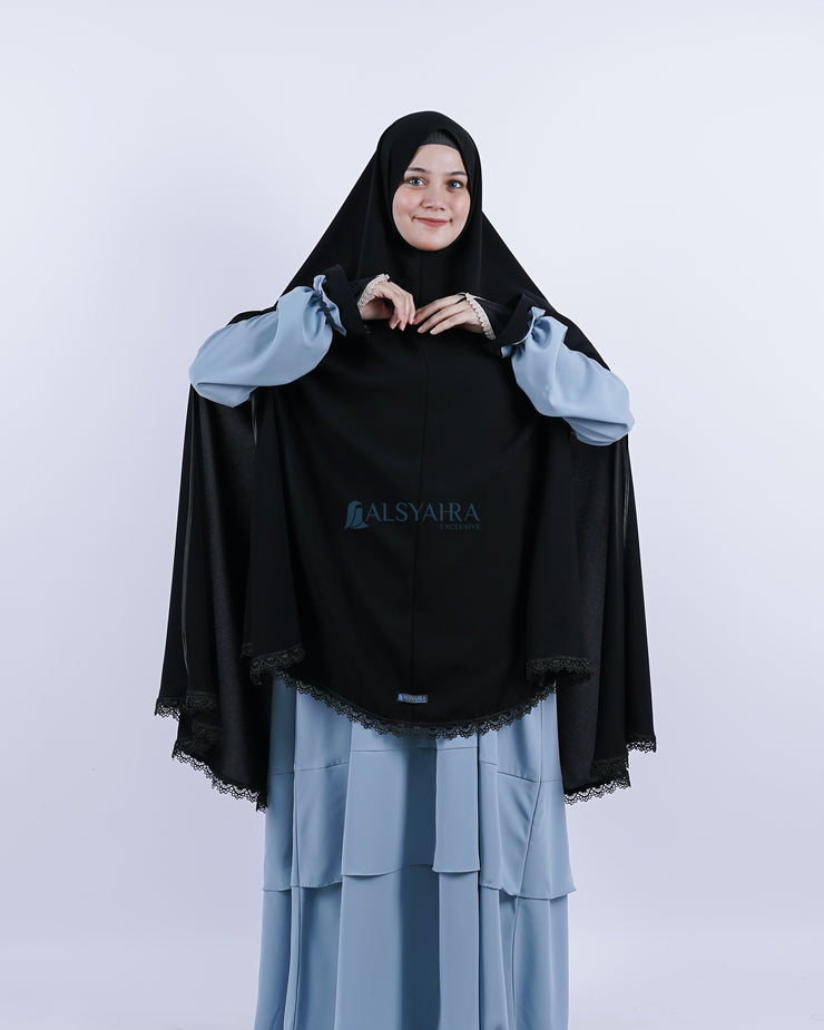 Khimar Altaj Handsplit Bisban Niqab Poni Jetblack Alsyahra Exclusive