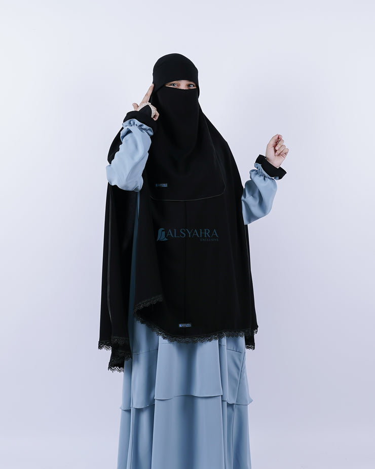 Khimar Altaj Handsplit Bisban Niqab Poni Jetblack Alsyahra Exclusive