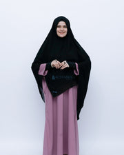 Alsyahra Exclusive Set Khimar Cadar Tali Shofa Sifon Jetblack 2 Layer XL
