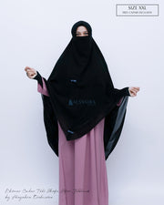 Alsyahra Exclusive Set Khimar Cadar Tali Shofa Sifon Jetblack 2 Layer XXL