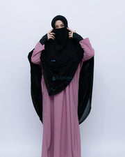 Alsyahra Exclusive Set Khimar Cadar Tali Shofa Sifon Jetblack 2 Layer XXL