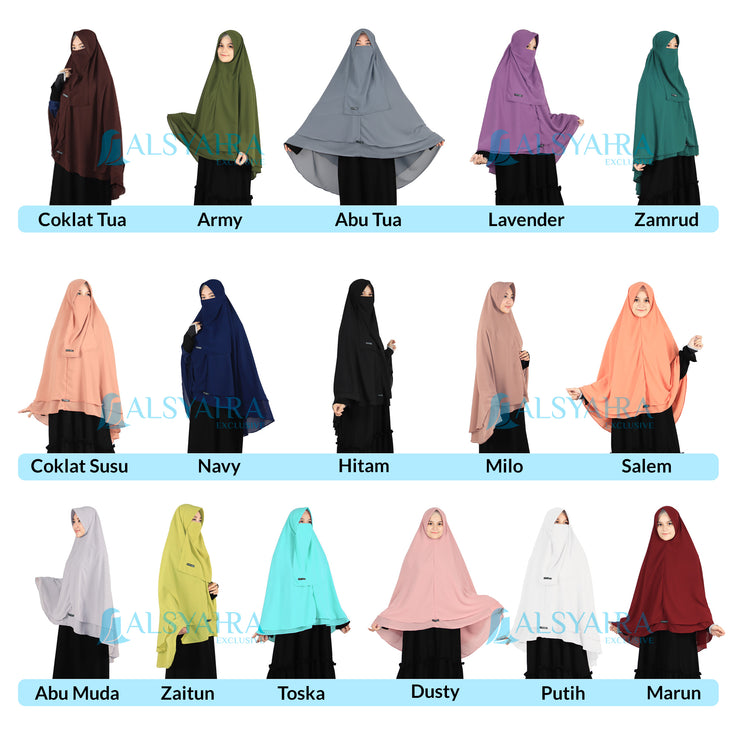 Set Khimar Syari Cerutti 2 Layer Size XL Alsyahra Exclusive