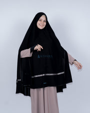 Set Khimar Pita India Silver Handsplit Bisban Cadar Tali Jetblack Alsyahra Exclusive