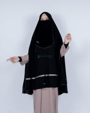 Set Khimar Pita India Silver Handsplit Bisban Cadar Tali Jetblack Alsyahra Exclusive