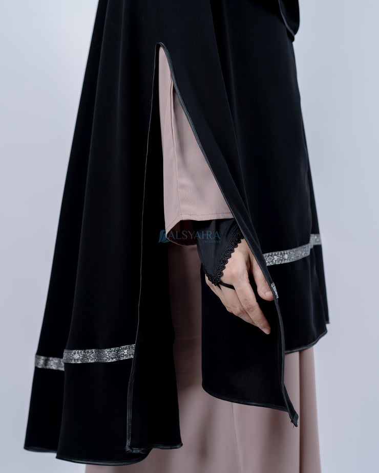 Set Khimar Pita India Silver Handsplit Bisban Cadar Tali Jetblack Alsyahra Exclusive