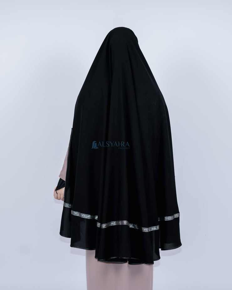 Set Khimar Pita India Silver Handsplit Bisban Cadar Tali Jetblack Alsyahra Exclusive