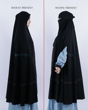 Set Khimar Syari Handzipper Altaj Haramain Niqab Poni Jetblack Alsyahra Exclusive