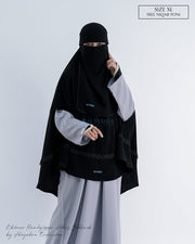 Set Khimar Syari Handzipper Altaj Size XL Niqab Poni Jetblack Alsyahra Exclusive