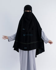 Set Khimar Syari Handzipper Altaj Size XL Niqab Poni Jetblack Alsyahra Exclusive