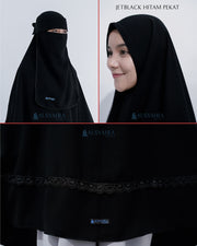 Set Khimar Syari Handzipper Altaj Size XL Niqab Poni Jetblack Alsyahra Exclusive