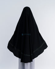 Set Khimar Syari Handzipper Altaj Size XL Niqab Poni Jetblack Alsyahra Exclusive