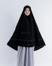 Set Khimar Syari Handzipper Altaj Size XL Niqab Poni Jetblack Alsyahra Exclusive