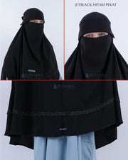Set Khimar Syari Handzipper Altaj Size XXL Niqab Poni Jetblack Alsyahra Exclusive