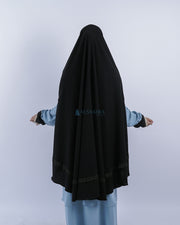 Set Khimar Syari Handzipper Altaj Size XXL Niqab Poni Jetblack Alsyahra Exclusive