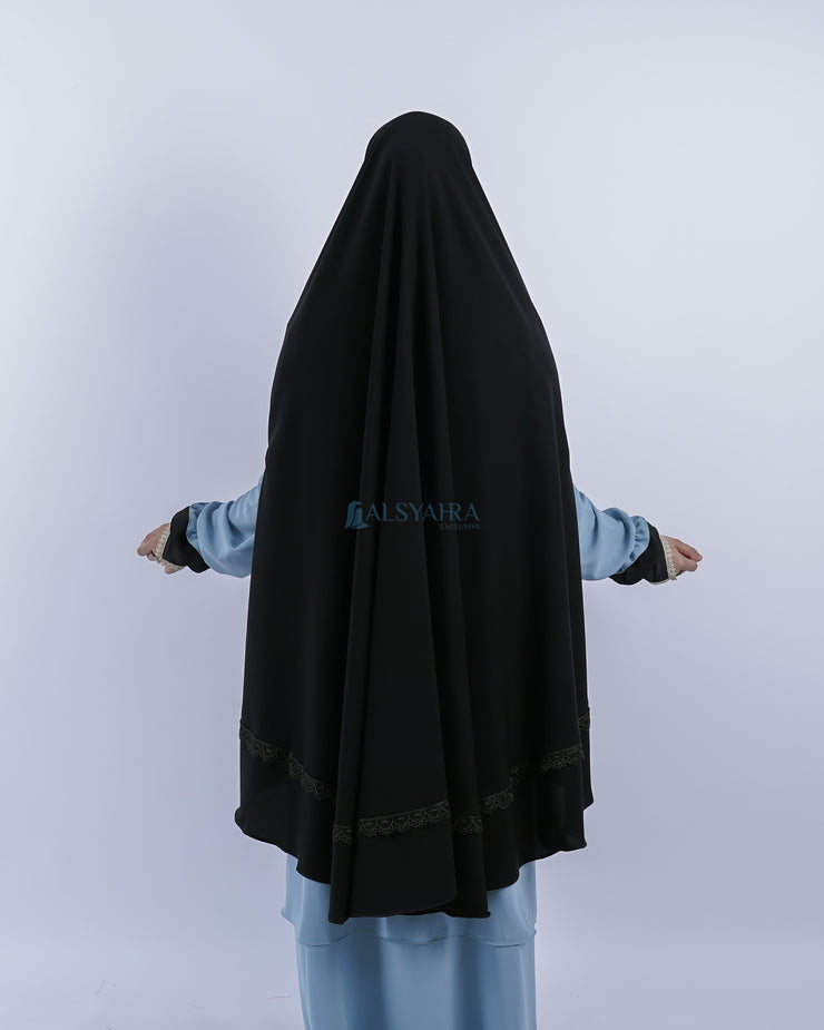 Set Khimar Syari Handzipper Altaj Size XXL Niqab Poni Jetblack Alsyahra Exclusive