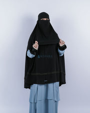 Set Khimar Syari Handzipper Altaj Size XXL Niqab Poni Jetblack Alsyahra Exclusive