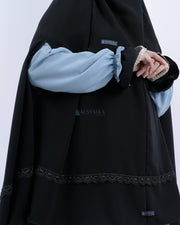 Set Khimar Syari Handzipper Altaj Size XXL Niqab Poni Jetblack Alsyahra Exclusive