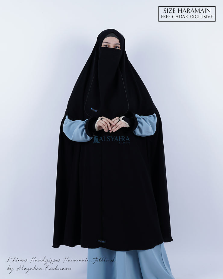 Set Khimar Syari Handzipper Haramain Jetblack Alsyahra Exclusive