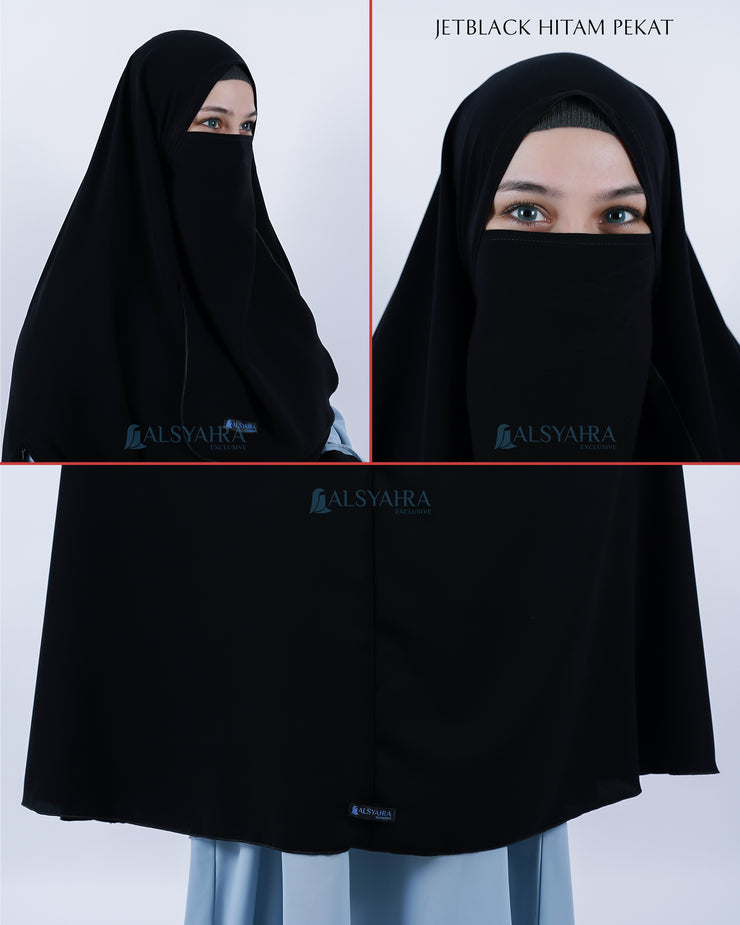 Set Khimar Syari Handzipper Haramain Jetblack Alsyahra Exclusive