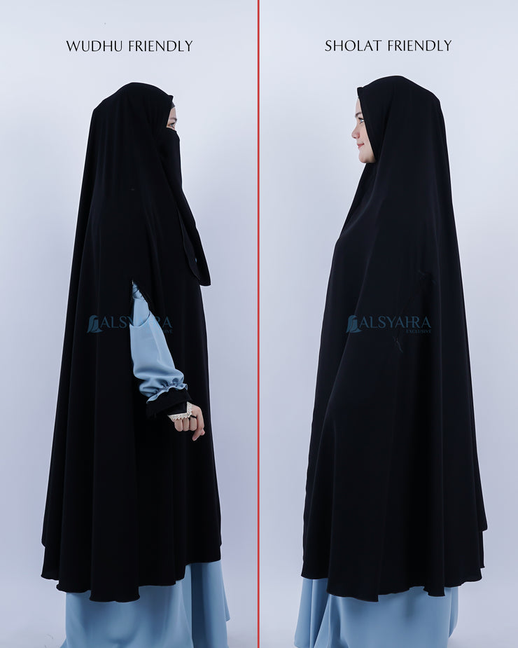 Set Khimar Syari Handzipper Haramain Jetblack Alsyahra Exclusive