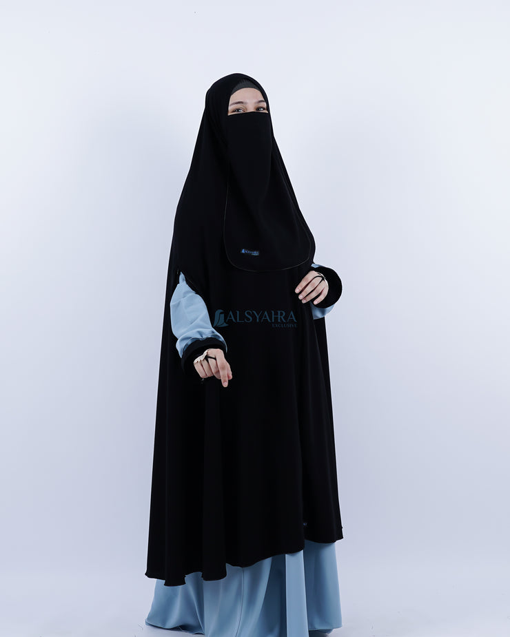 Set Khimar Syari Handzipper Haramain Jetblack Alsyahra Exclusive