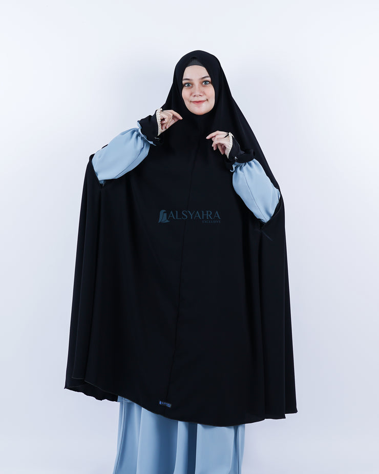 Set Khimar Syari Handzipper Haramain Jetblack Alsyahra Exclusive