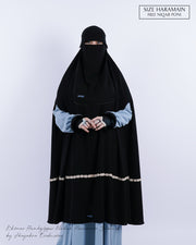 Set Khimar Syari Handzipper Nailah Haramain Niqab Poni Jetblack Alsyahra Exclusive