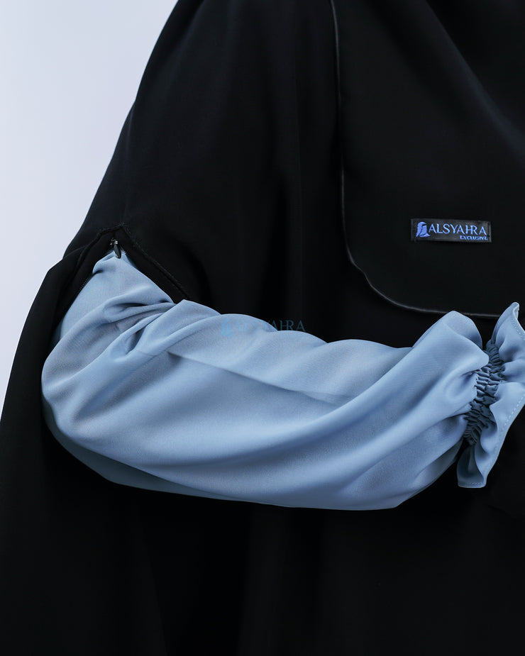 Set Khimar Syari Handzipper Nailah Size XXL Niqab Poni Jetblack Alsyahra Exclusive