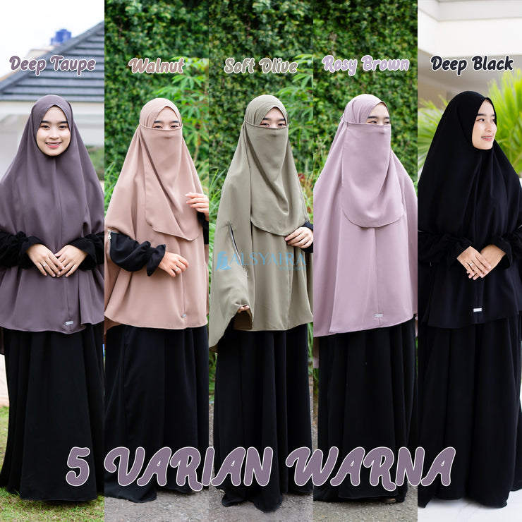 Alsyahra Exclusive Set Khimar Handzipper Size XL Soft Crown Exclusive