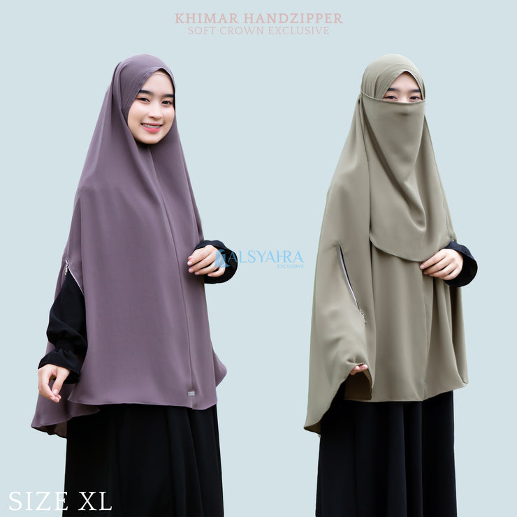 Alsyahra Exclusive Set Khimar Handzipper Size XL Soft Crown Exclusive