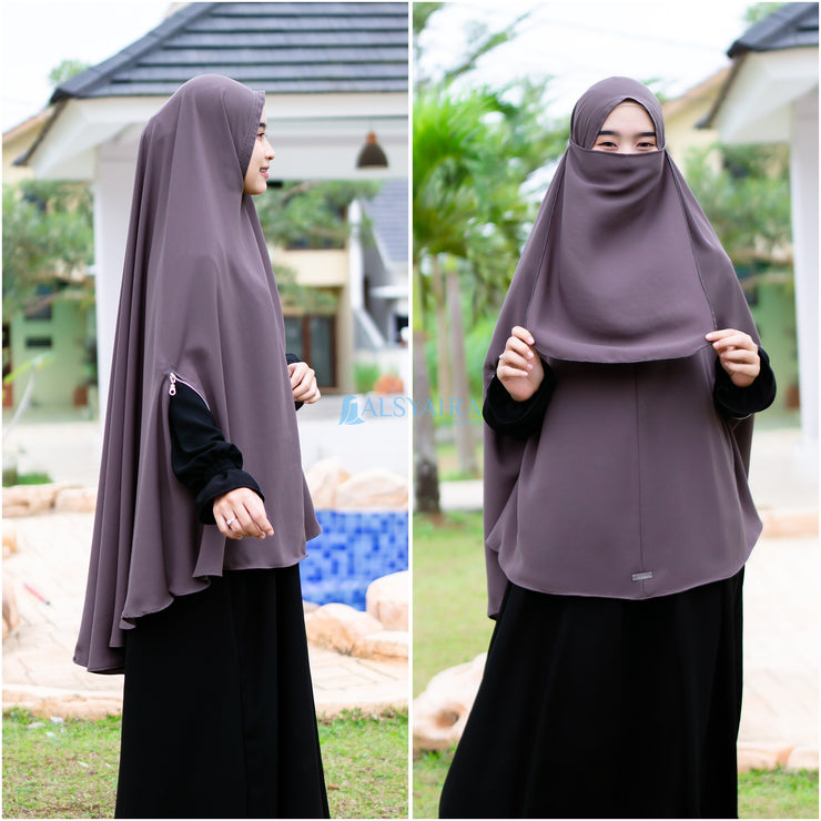 Alsyahra Exclusive Set Khimar Handzipper Size XL Soft Crown Exclusive