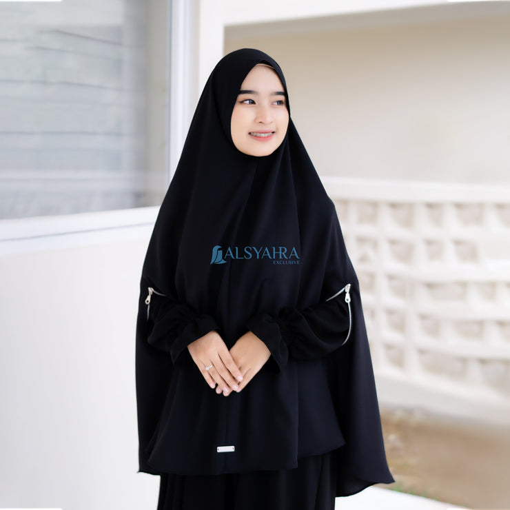 Alsyahra Exclusive Set Khimar Handzipper Size XL Soft Crown Exclusive