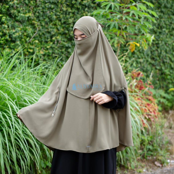 Alsyahra Exclusive Set Khimar Handzipper Size XL Soft Crown Exclusive