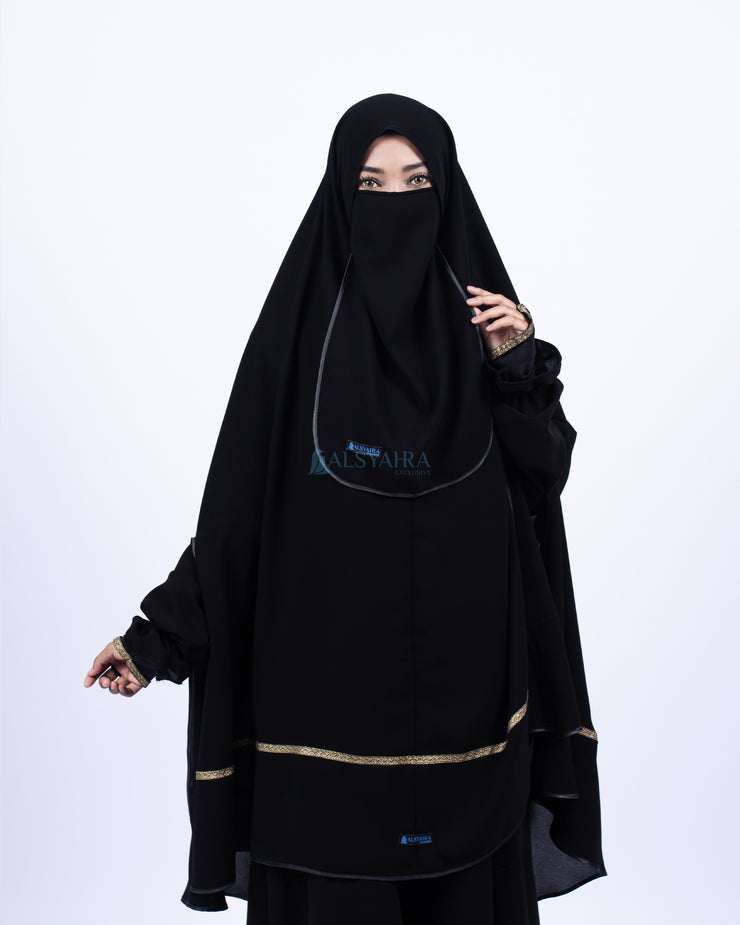 Khimar Kiswah Handsplit Bisban Cadar Tali Jetblack Alsyahra Exclusive