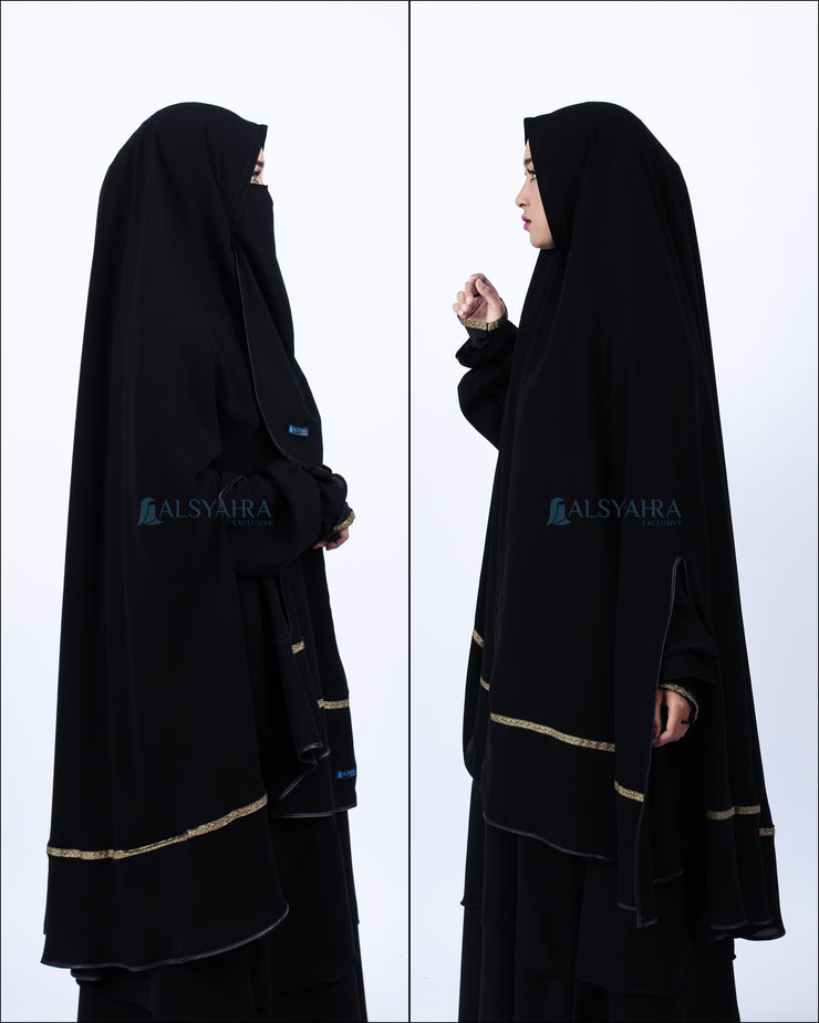 Khimar Kiswah Handsplit Bisban Cadar Tali Jetblack Alsyahra Exclusive