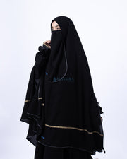 Khimar Kiswah Handsplit Bisban Cadar Tali Jetblack Alsyahra Exclusive